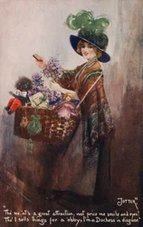 Fille vendant des fleurs et des jouets